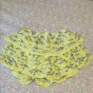 Vibrant Yellow Mini Skirt with Floral Lace Accents Aerie American Eagle